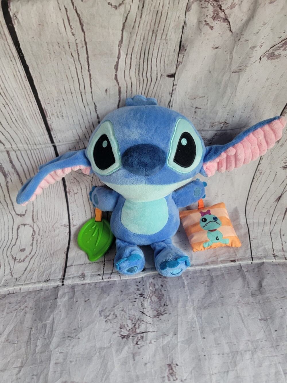Disney Baby Stitch Activity Plush Rattle Crinkle Mirror and Teether Blue 9 in